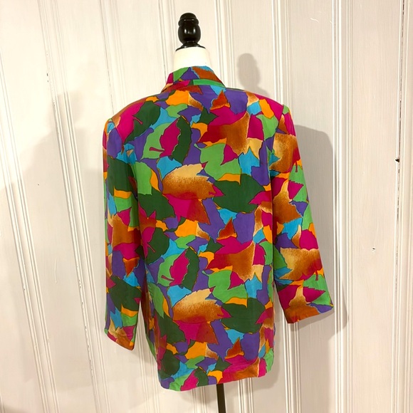 Colourful vintage CAROLHORN 100% silk jacket - Picture 3 of 9